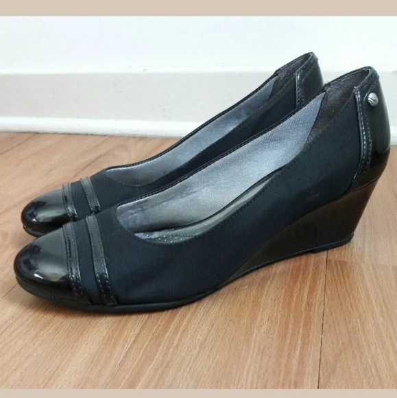 Life Stride Shoes - Life Stride Juliana Flex Soles Black Slip On Wedge
